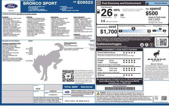 FORD BRONCO SPORT 2023 3FMCR9C68PRE09523 image FORD BRONCO SPORT 2023 3FMCR9C68PRE09523 image